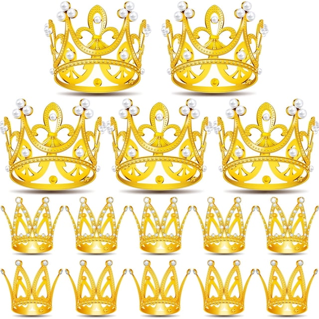 15 mini coronas para ramos de flores, mini corona para tartas, adornos pequeños de perlas de vidrio para arreglos florales, cupcakes, baby shower, cumpleaños, fiesta de boda, dec