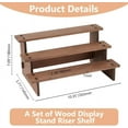 thumbnail image 2 of 3 Tier Wooden Display Risers Stand Rectangle Wood Table Cupcake Stand Spice Rack Organizer Coffee Jewelry Perfume Organizer for Cabinet Home Wedding Party for DIY, 2 of 7