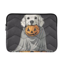 FORMRS 13-13.3 inch Laptop Sleeve Case Soft Carrying Quilted Computer Bag Cover, White Halloween Dog