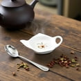 thumbnail image 5 of Ceramic Tea Bag Holder Teapot shaped Teabag Coaster Tray 4.5 inches Spoon Rest with Spoon, 5 of 5