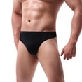 thumbnail image 2 of Uinagy Men's Solid Color Comfortable Breathable Sweat-Absorbent Ice Silk Briefs, 2 of 7