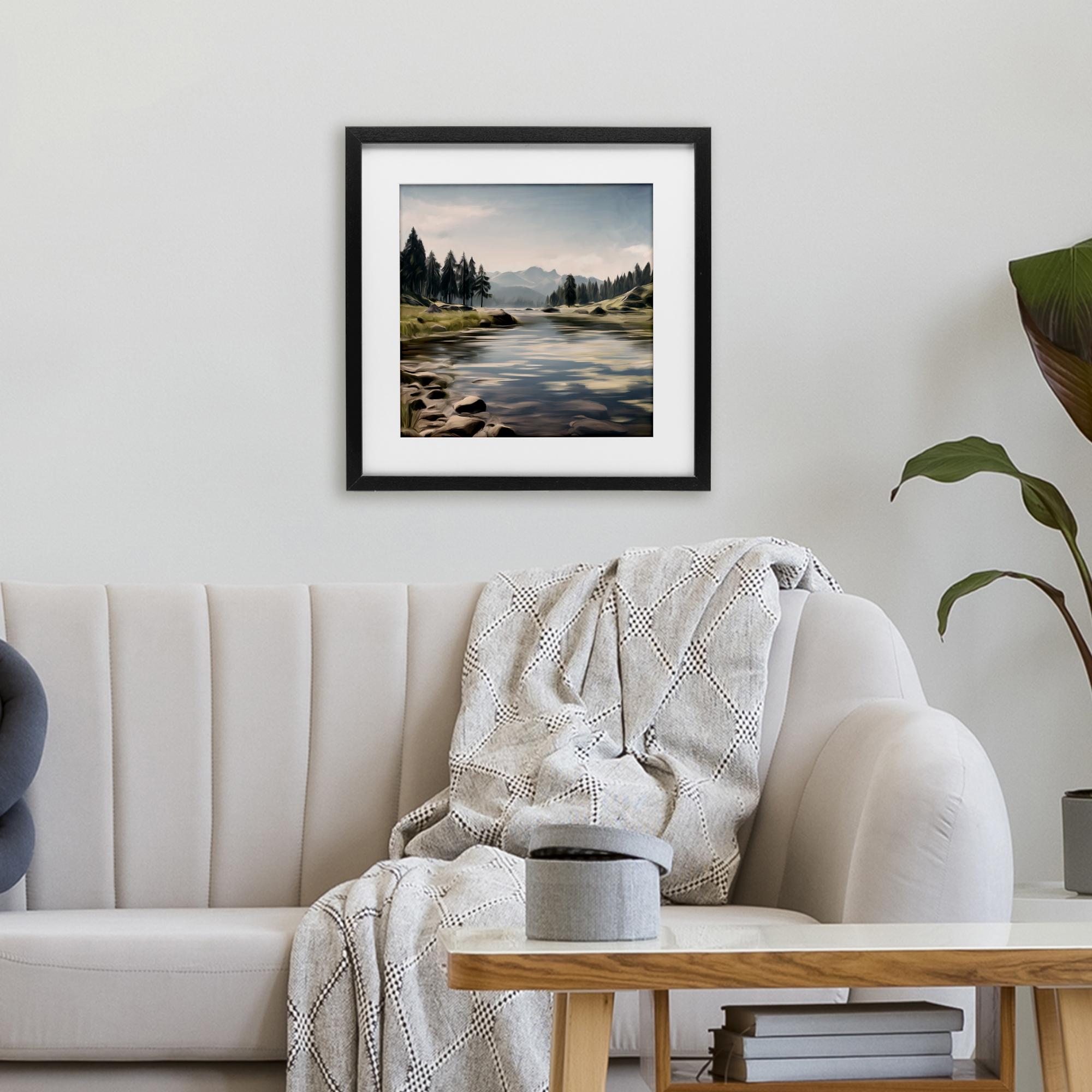 My Hideaway Pond Ripples Black Framed Print Under Glass, design by Kim Allen