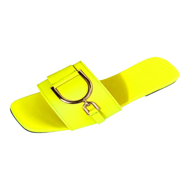IUJSOY Womens Flat Sandals Summer Comfortable Square Open Toe Slip on Leather Slide Sandals