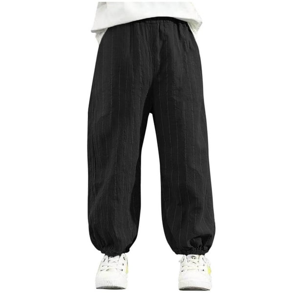 Odeerbi 2-12 Años Niños Niñas Algodón Pantalones de Sudar Rayas Entrenamiento Deportivos Pantalones Jogger Color Sólido Verano Joggers Casuales