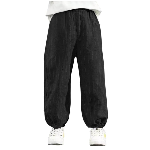 Odeerbi 2-12 Años Niños Niñas Algodón Pantalones de Sudar Rayas Entrenamiento Deportivos Pantalones Jogger Color Sólido Verano Joggers Casuales