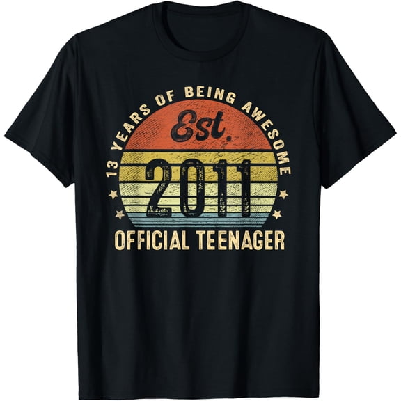 Vintage 2011 Official Teenager 13th Birthday Gifts 13 Yr Old T-Shirt mens t shirt,black,women,funny,misfits,men,journey