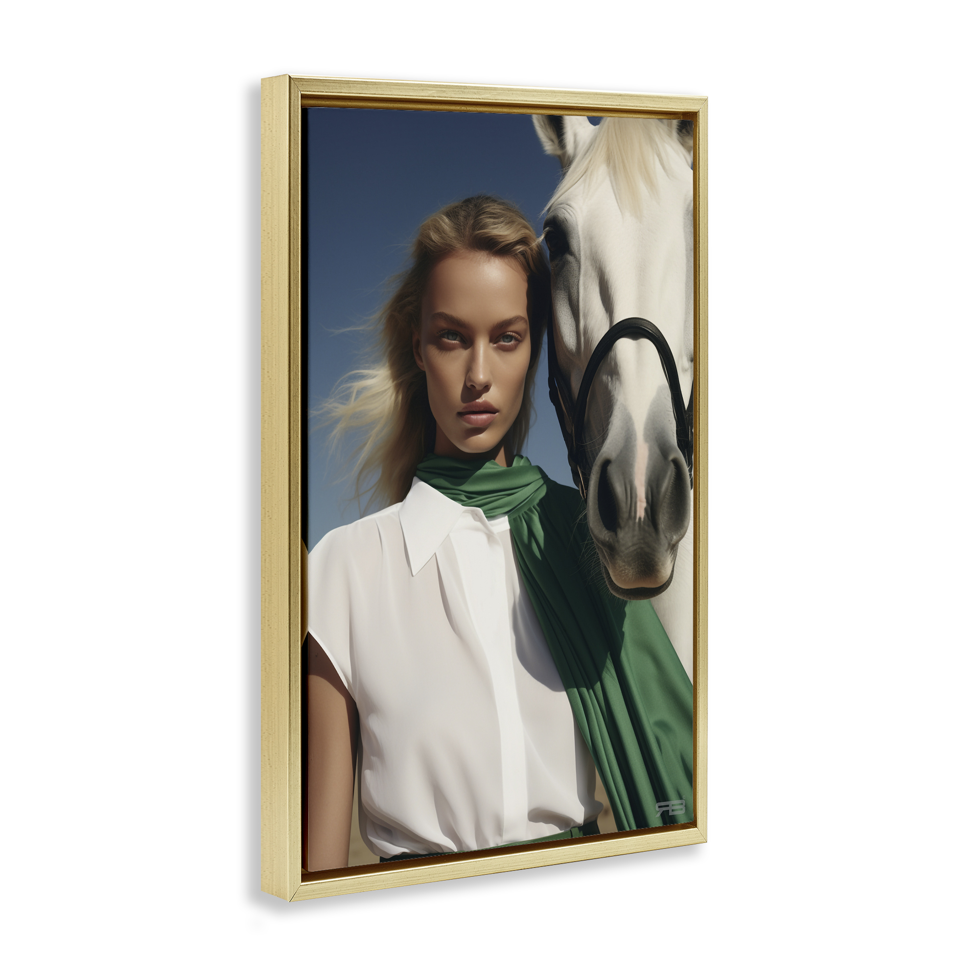 Stupell Industries Horse & Girl Friendship People Painting Gold Floater Framed Canvas Art Print Wall Art, 17 x 25