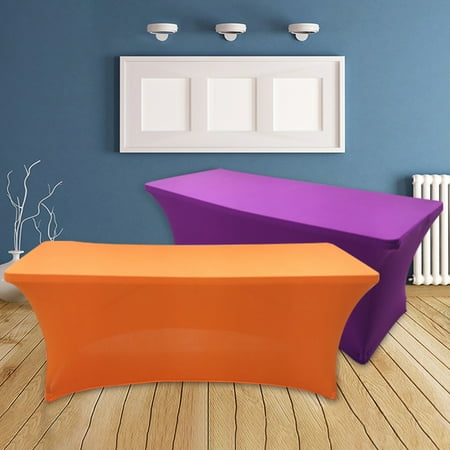 

jiaroswwei Table Cover Solid Color Stretchable Polyester Banquet Events Desk Cloth for Wedding