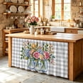 thumbnail image 6 of Pink Spring Floral Cabinet Curtain 32"Wx55"L, Dustproof Pantry Door Curtain with Self Adhesive Tape, Flowers Gray Plaid Farmhouse Tall Storage Cover Privacy Drape for Bathroom Kitchen Laundry Room, 6 of 9