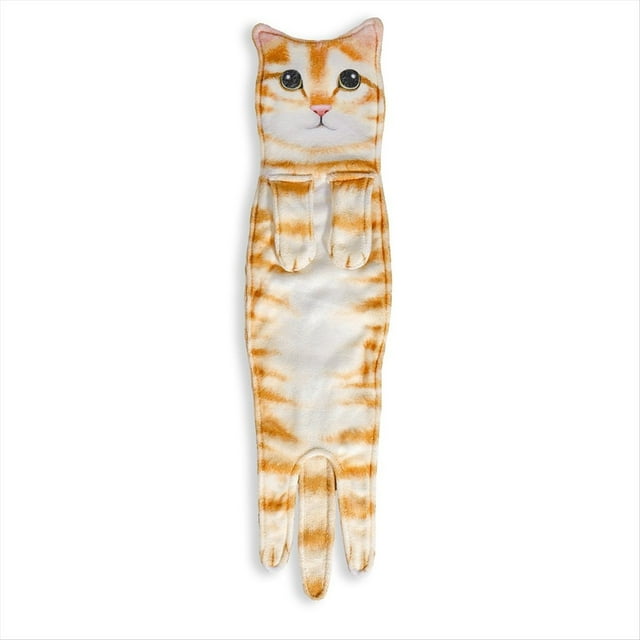 Divertidas Toallas de Mano para Gatos, Toallas de Mano para Cocina y Baño, Toallas de Microfibra Absorbentes Suaves de Secado Rápido, Naranja