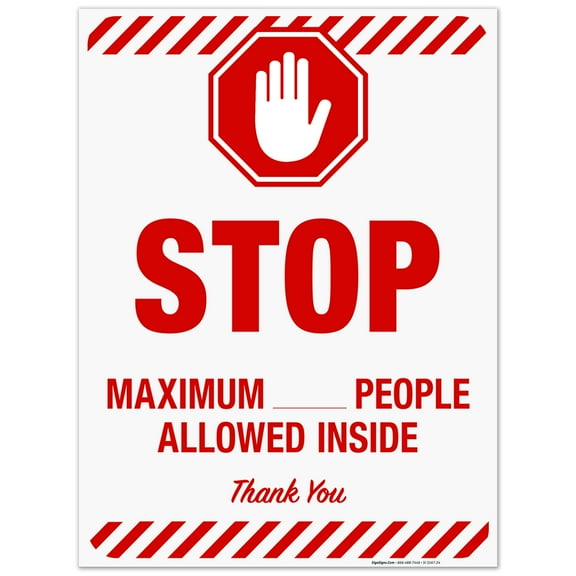 Social Distancing Sign, Maximum People Allowed Inside Sign, 18x24 Corrugated Plastic