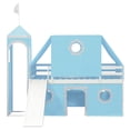 thumbnail image 4 of Aukfa Castle Low Loft Bed with Slide - Twin Bed Frame with Blue Tent and Tower for Kids - Blue, 4 of 8