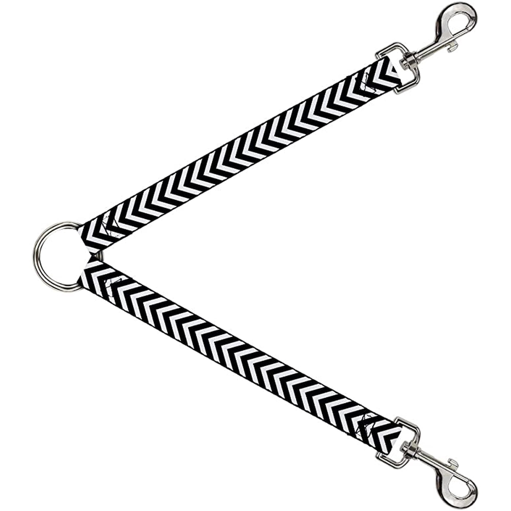 Dog Leash Splitter Chevron3 White Black 1 Foot Long 1 Inch Wide