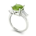 thumbnail image 2 of 3 ct Cushion Cut Natural Peridot Three-Stone Engagement Ring for Women in 18K White Gold, 2 of 5