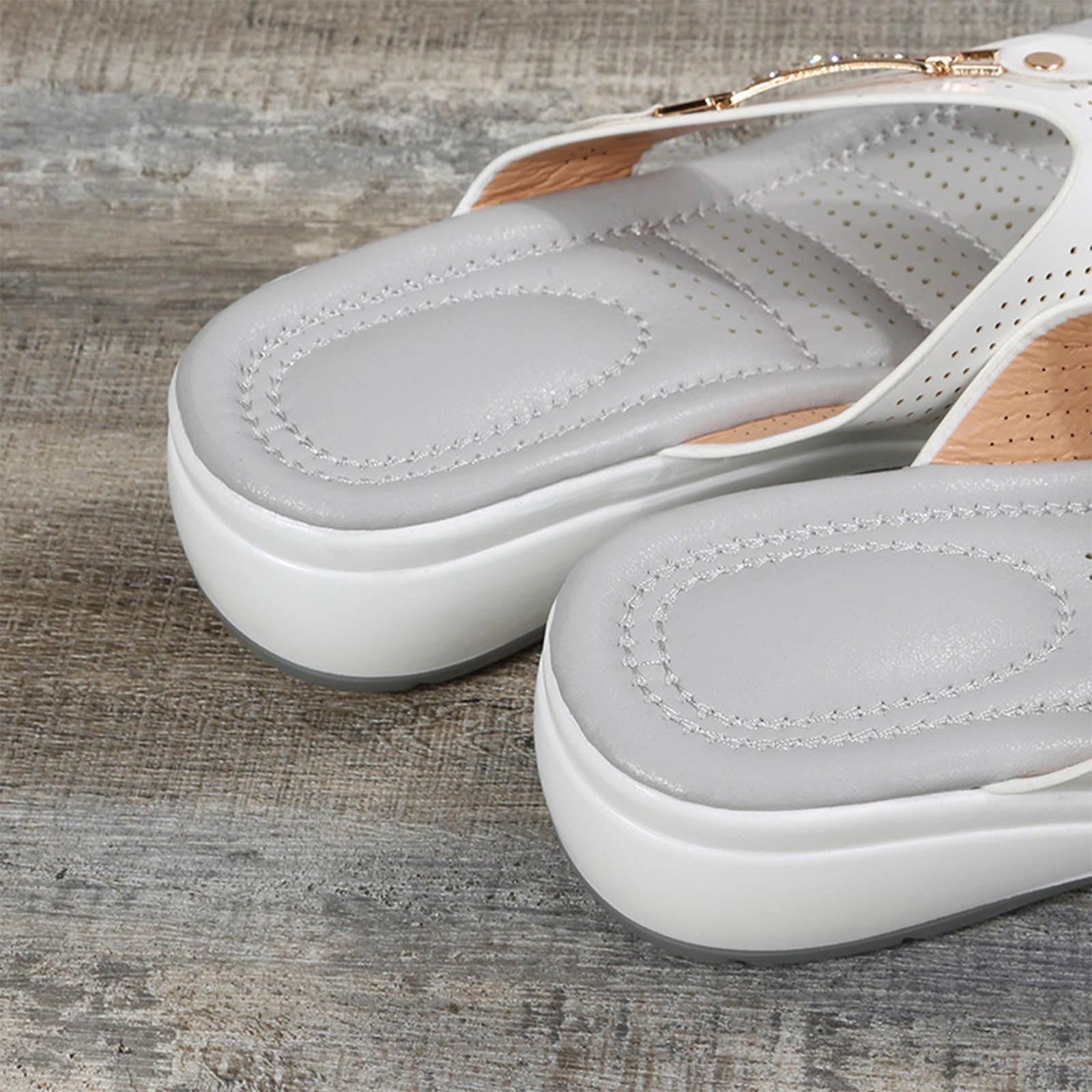 Dqueduo Orthopedic Sandals for Women Plantar Fasciitis Feet Sandal with Arch Support Fashion Casual Outdoor Flip Flops Beach Wedge Sandals for Women, Up to 65% off!
