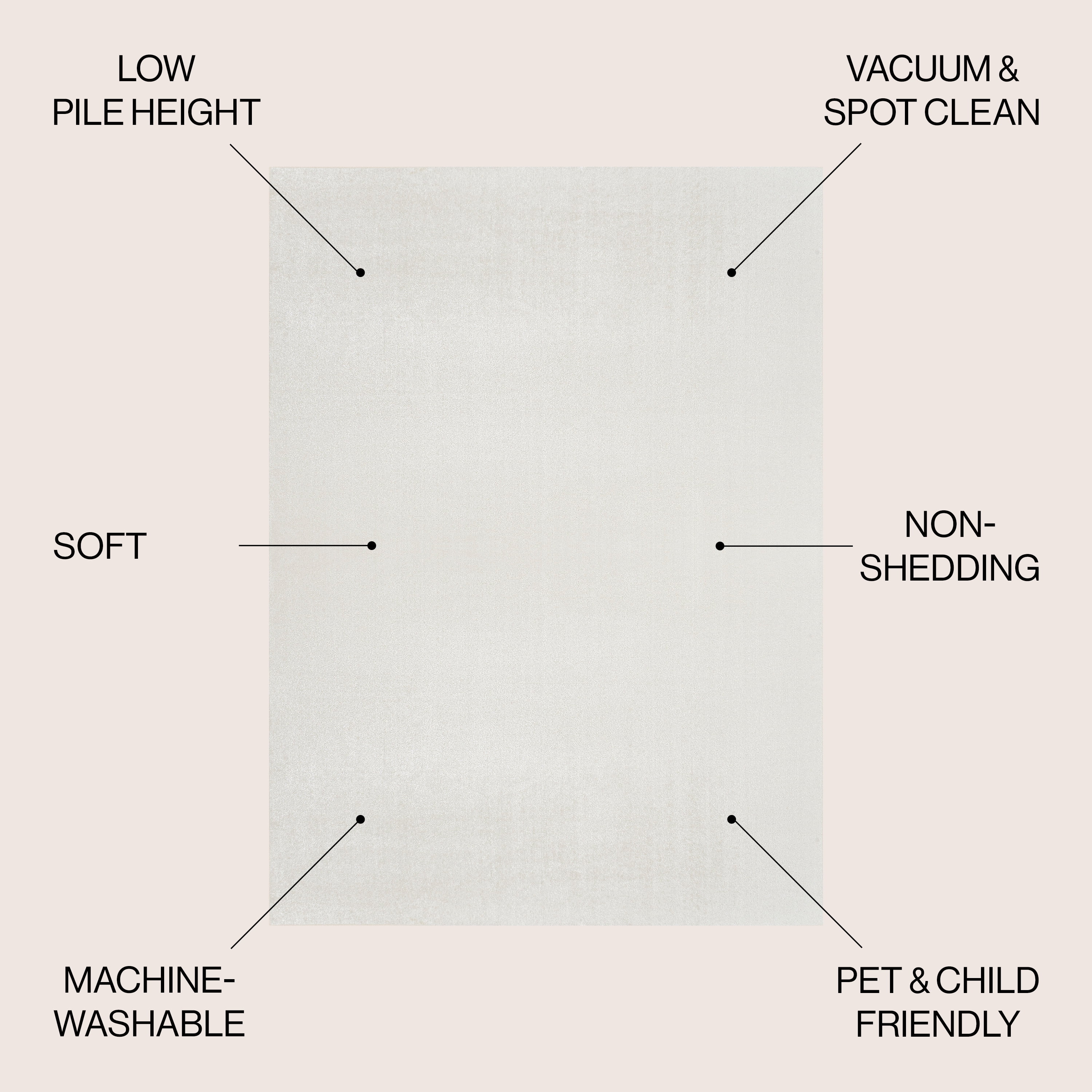 JONATHAN Y WASHABLE 4 x 6 Area Rug, Twyla - Cream, WSH300E-4