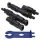 thumbnail image 1 of Conector de cable solar, 2 piezas Conector de rama solar 1 a 2 Diseño macho hembra Conector T solar impermeable con llave, 1500V DC 50A, 1 of 14