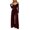 Wine, variant on ClodeEU Women's V Neck Halter Tie Off Shoulder Long Sleeve Cinched Waist Wide Leg Jumpsuit ,Casual High Waist Fashion Romper ,Women's Plus L