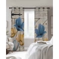 thumbnail image 2 of Blue Yellow Tulips Blackout Curtains for Bedroom, Thermal Insulated Drapes, Retro Farmhouse Flower Barn Doors Wooden Black Out Curtains 63 Inch Long Room Darkening Kitchen Curtains 42"x63" 2 Panels, 2 of 8