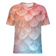 thumbnail image 5 of Mermaid Fish Scales Women's Short Sleeve T-Shirt Crew Neck Casual Summer Trendy Loose Fit Tops, 5 of 6