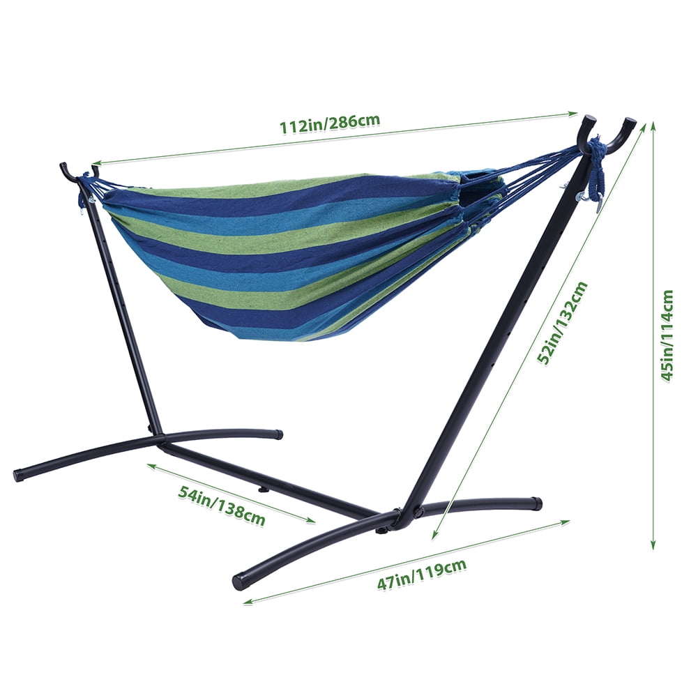 Lowestbest Double Cotton Hammock, 112" Large Size Double Classic Hammock with Space Saving Steel Stand, 450 lb Capacity Lowestbest Double Cotton Hammock, 112" Large Size Double Classic Hammock with Space Saving Steel Stand, 450 lb Capacity