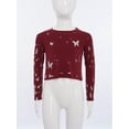 thumbnail image 4 of TSSOE Girl's Long Sleeve Crop Top Athletic Streetwear Hip-Hop Clothes Round Neck Pullover Shirts Basic Tees Burgundy 8-10, 4 of 7