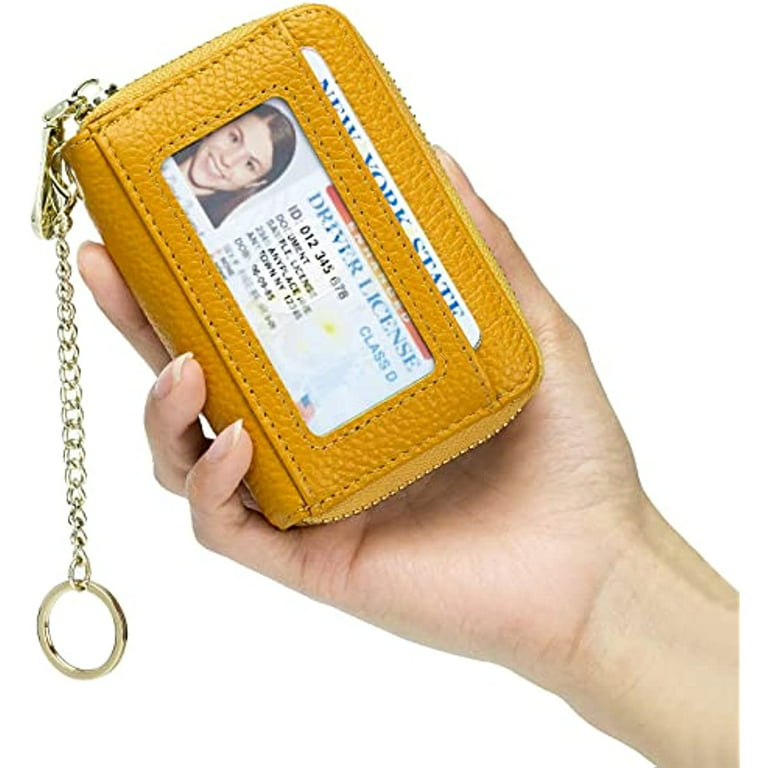  Key Chain Gift Keychain Wallet Card Case Slim Pocket Wallet for  Women Credit Card Holder with Keychain 1 Zipper Pocket, 5 Card Slots (Color  : Blue+Brown+Orange) : Clothing, Shoes & Jewelry