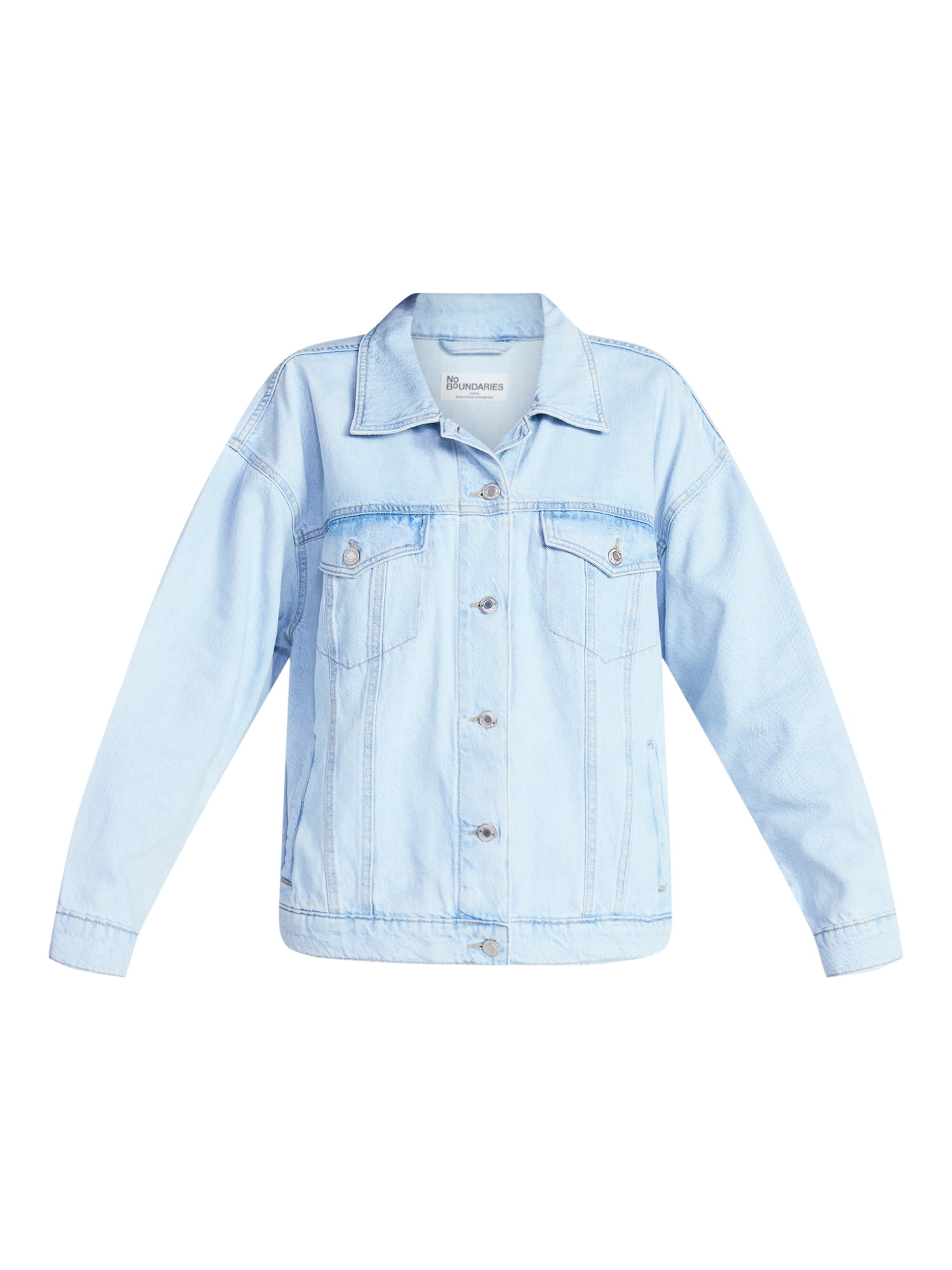 No Boundaries Oversized Cotton Denim Jacket, Women's XXS-XXL