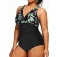 thumbnail image 2 of GHSDFBB Women Plus Size One Piece Swimsuits V Neck Tummy Control Bathing Suits Retro Ruched Swimwear, 2 of 6