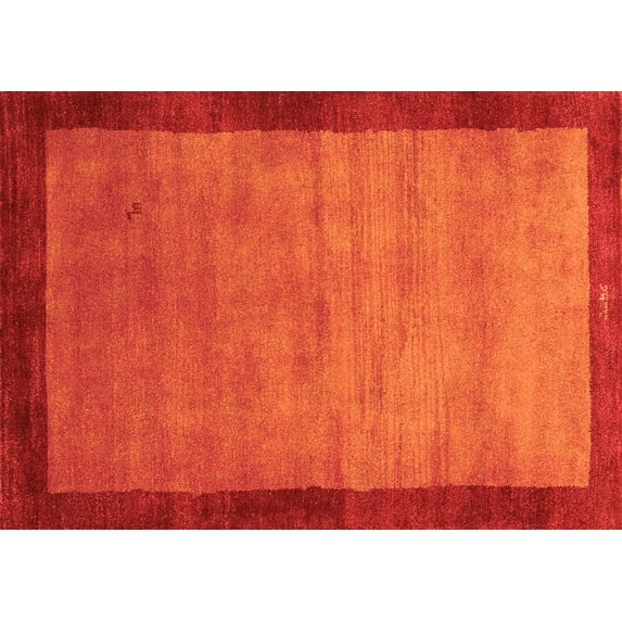 Ahgly Company Indoor Rectangle Abstract Orange Contemporary Area Rugs, 6' x 9'