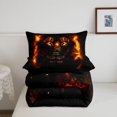 thumbnail image 5 of Manfei Woodland Lion King Size Comforter Sets, Fire Animal Print Comforters King Size, Dark Brown, Black Reversible, 3pcs, 1 Comforter and 2 Pillowcases, 5 of 7
