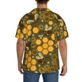 thumbnail image 3 of Gukieu Bees and Honeycombs Print Men's Short-sleeved Shirts, Button-down Pocket Shirts, T-shirts, Beach Vacation Travel Summer Clothing-Large, 3 of 5