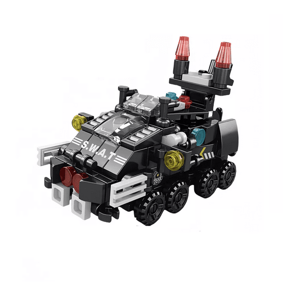 Juego De Bloques De Construcción 6 En 1 Coche De Policía NEGRO