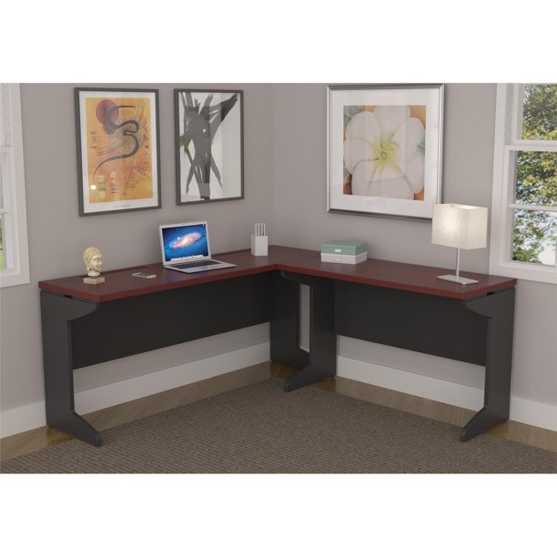 Ameriwood Home Pursuit LShaped Desk Bundle, Cherry