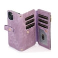 thumbnail image 6 of Crossbody Wallet Case for iPhone 14 with RFID Blocking Card Slot Holder, Magnetic Flip Folio Purse Case, PU Leather Zipper Handbag with Detachable Lanyard Strap Phone Case,Purple, 6 of 6