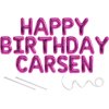 Carsen, Happy Birthday Mylar Balloon Banner - Pink - 16 inch Letters. Includes 2 Straws for Inflating, String for Hanging. Air Fill Only- Does Not Float w/Helium. Great Birthday Decoration