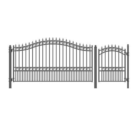 ALEKO London Style Garden 14 ft Single Steel Driveway Gate with Pedestrian Gate