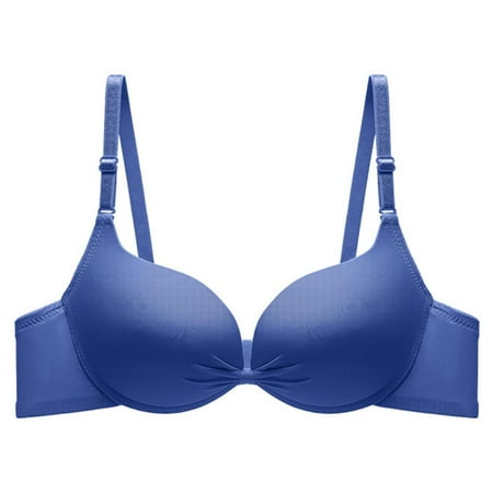 Lovzfmll Women s Low Back Bra Wirefree Seamless Bras Push Up Backless Bralette Multiway Soild Color Wire Free Underwear Bra Everyday Small Cup Underwear Blue B S