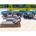 thumbnail image 6 of Sorrento 18-Piece Resin Wicker Outdoor Patio Furniture Combination Set in Brown W/ Sofa Set, Eight-Seat Dining Set, and Chaise Lounge Set (Flat-Weave Brown Wicker, Polyester Light Gray), 6 of 9