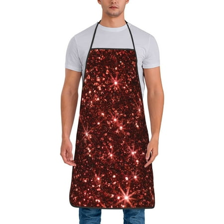 

Tideii Red Glitter Texture for Tie-up Apron Unisex Waterproof and Stain-Resistant Bib Apron for Kitchen Garden Painting