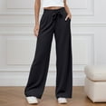 thumbnail image 3 of Women's Casual Pants High Waisted Loose Fit Straight Leg Trousers for Daily Wear and Workout Comfortable Elastic Waistband Summer and Fall, 3 of 8