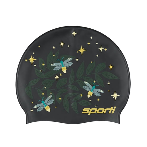 Sporti Firefly Lane Silicone Swim Cap, Snug Fit, Anti-Slip, Latex-Free