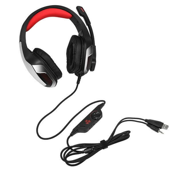 HUNTERSPIDER V4 Auriculares estéreo para juegos PC Gamer Auriculares Micrófono con cable USB 3.5MM Computadora LED Auriculares con luz kenally EL0643-02B