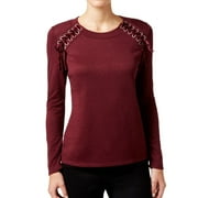 I.N.C Womens Lace-Up Pullover Sweater, Red, Petite, PL