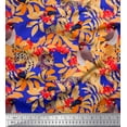 thumbnail image 1 of Soimoi Cotton Jersey Fabric Leopard,Band Tailed Manakin & Bohemian Waxwing Bird Decor Fabric Printed Yard 58 Inch Wide, 1 of 1