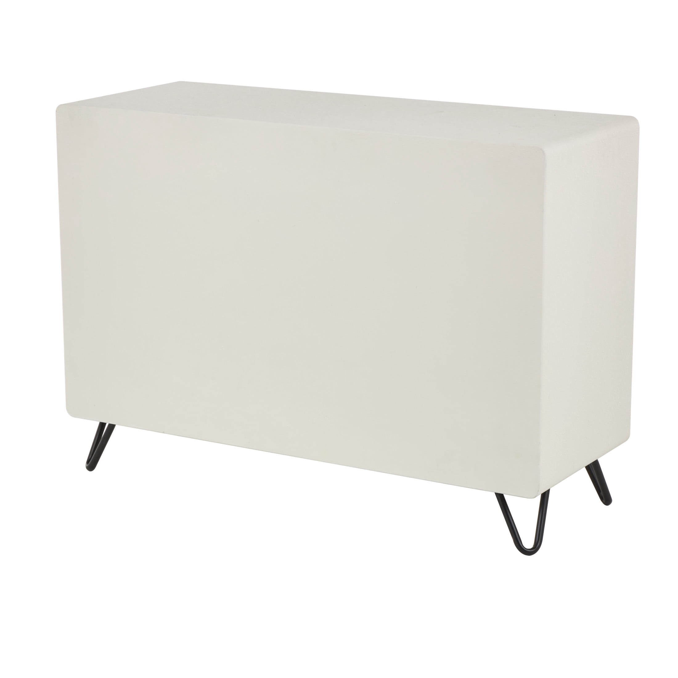 DecMode 40" x 28" Cream Wooden Geometric 8-Tier Shelving Unit with Abstract Block Shapes and Black Hairpin Legs, 1-Piece