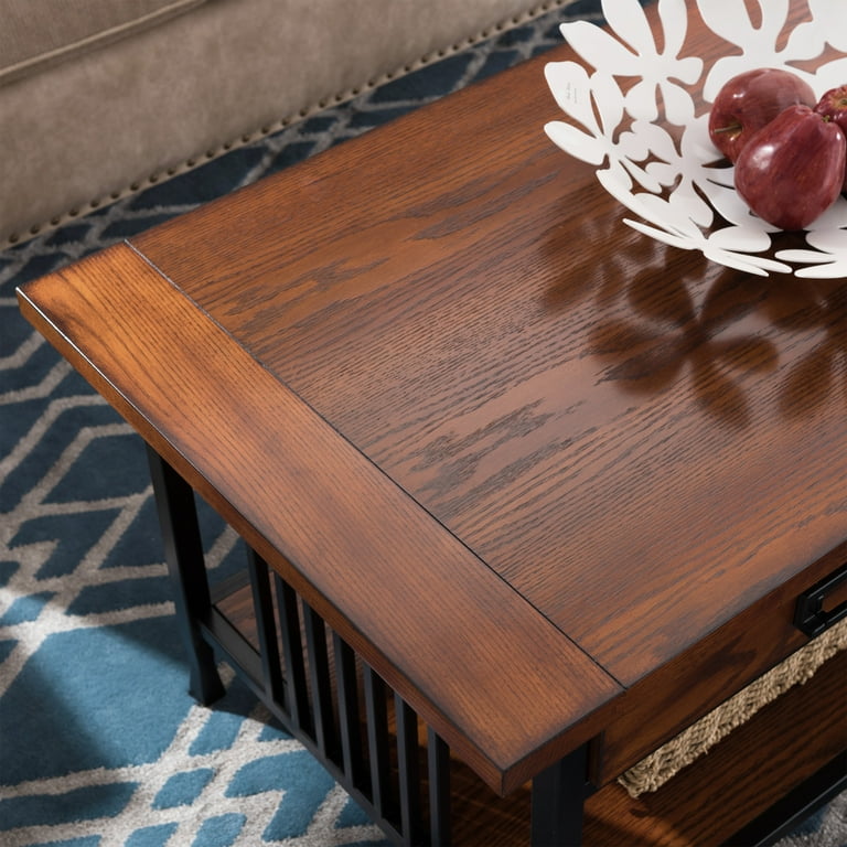 Leick Home Ironcraft Rustic Solid Wood 2-Drawer Coffee Table with