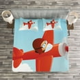 thumbnail image 3 of Ambesonne Plane Quilted Bedspread Set 3 Pcs, Airplane Flying Cloud, King Size, Orange Blue, 3 of 3