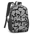 thumbnail image 2 of Paisley and Damask Black Pattern 17" Waterproof Oxford School Backpacks for Teens, S-Shape Padded Straps, for School, Travel, Hiking, Camping, 2 of 5