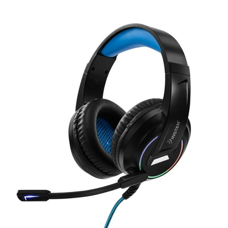Gaming Headset with Mic - Wired Over-Ear Headphones with Microphone for PS5 PS4 PC Xbox Series X/S Nintendo Switch, 40mm Driver, Blue LED Light, 3.5mm Jack (Black)